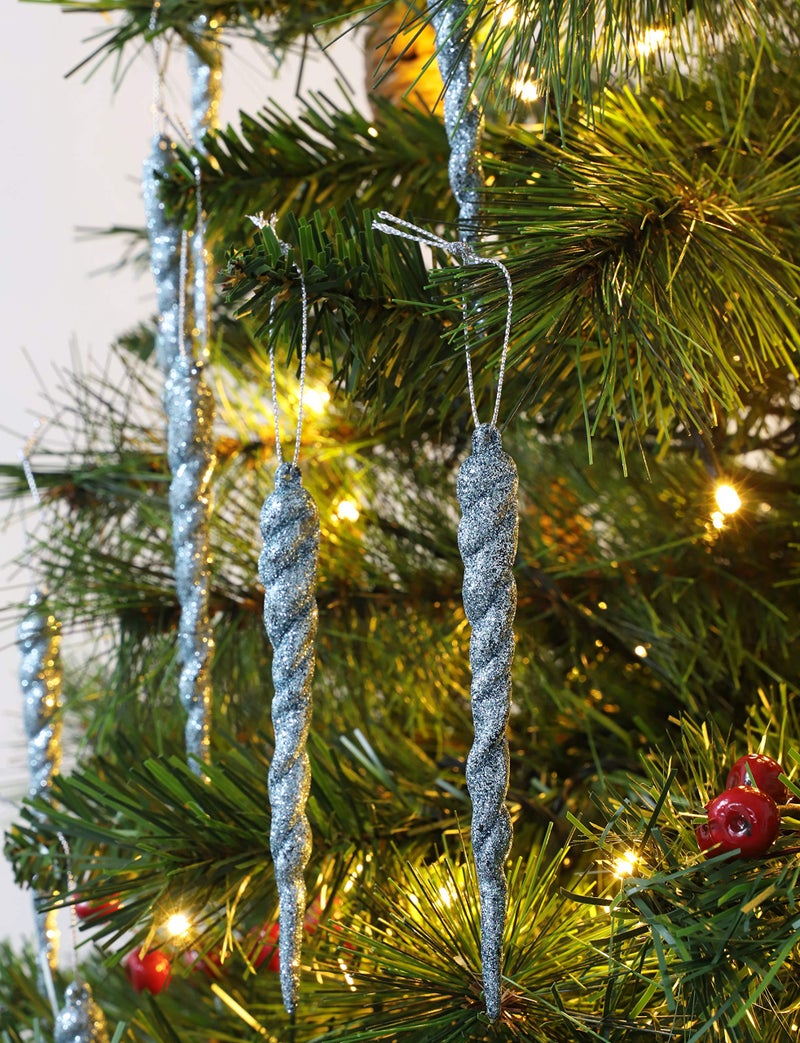 Christmas ConceptsÂ® 12cm Glitter Icicle Decorations - Luxury Christmas Tree Trims (Ice Blue, Pack of 10) - Image 2